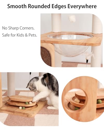32" Wood Cat Tree Tower (Nature S81)