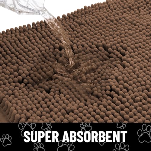 Dog Door Mat for Muddy Paws (48"X30" / Coffee and White)
