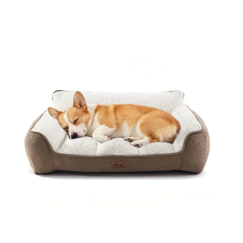 Extra Thick Orthopedic Bolster Dog Bed Medium Size Dogs (Brown / 35"L x 25"W x 8"H)