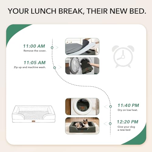 Orthopedic Dog Bed for Extra Large Dogs (Dark Green / 45.0"L x 35.0"W x 8.5"Th)