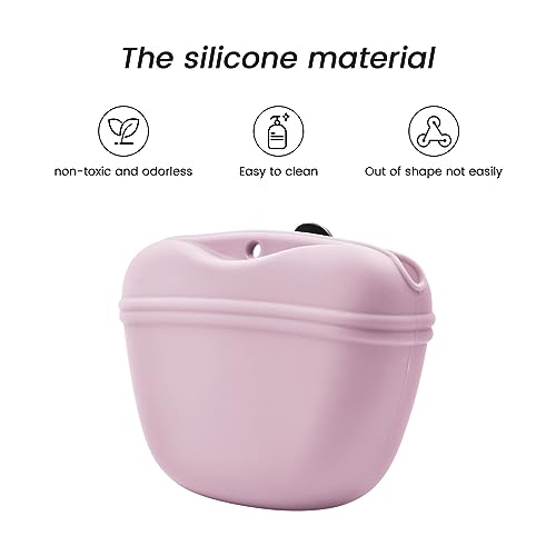 Silicone Dog Treat Pouch with Clicker Magnetic Closure Secure Clip (1 Pack / Peach Pink)