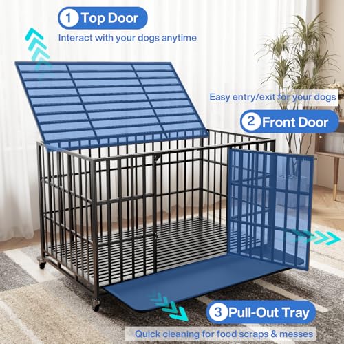 48 Inch Heavy Duty Dog Crate for Large Dogs (47.2"L x 28.4"W x 30.1"H / Black)