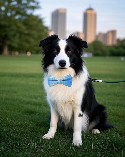 8 Pack Dog Bowties Plaid for Large Dogs Slide on Collar (M/L)