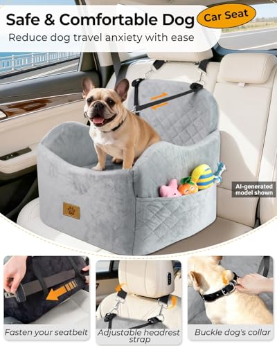Dog Car Seats for Small Dogs Up to 35 lbs (Grey)