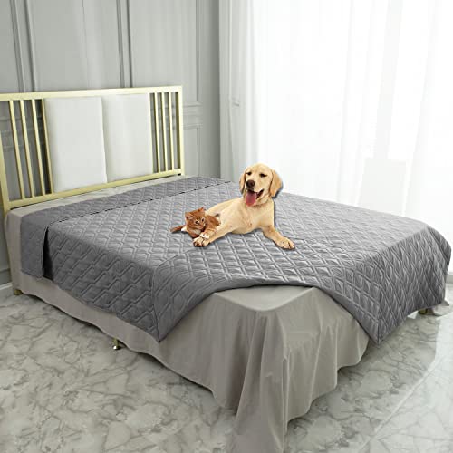 Waterproof Blanket Reversible Dog Bed Cover Pet Blanket for Furniture Bed Couch Sofa (82x102 Inch (Pack of 1) / Lightgrey)
