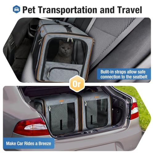 Extra Large Cat Carrier for 2 Cats (Grey)