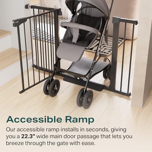 30 40.6 in Baby Gate for Stairs and Doorways (Black / 30-40.6"W x 30.5"H)