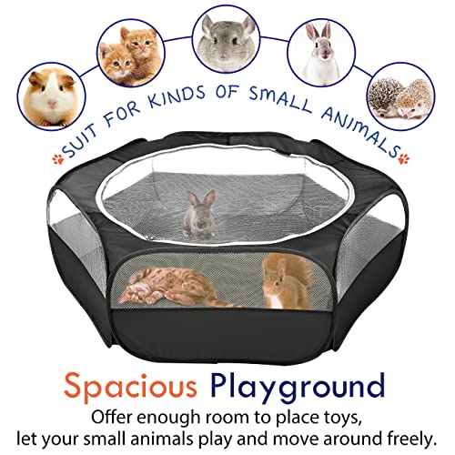 Small Animal Playpen with Zippered Cover (H-Black)