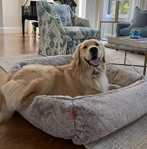 Luxury Aesthetic Dog Bed with Extra Cover for Small Dogs (Soft White / Small)