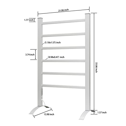 Towel Warmer 6 Bars for Bathroom Freestanding or Wall Mounted Bath Towel Heater Plug (Stand Version / Silver-6 Bars)