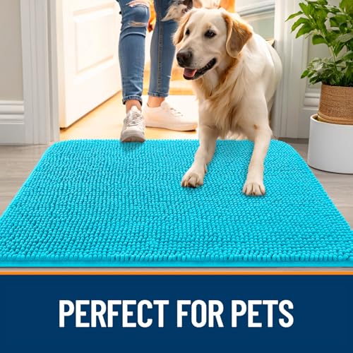 Dog Door Mat for Muddy Paws 40x24 (Aqua Blue / 40" X 24")