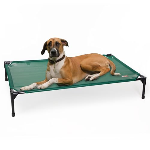 K&H Outdoor Elevated Dog Bed for Medium & Large Pets (Green Mesh / Large 42"L x 30"W)