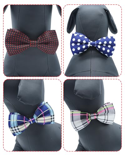 10 Pack Dot Dog Bowties for Large Dogs Slide on Collar (M/L)