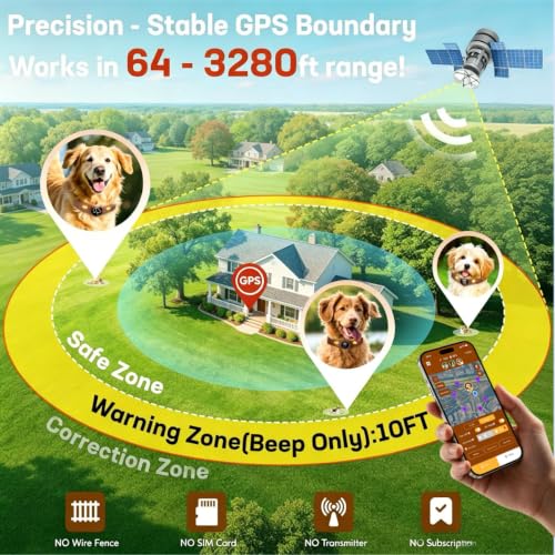 GPS Dog Collar Fence System with Free App (Khaki)