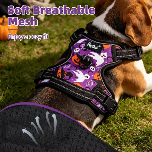 No Pull Halloween Dog Harness for Large (Purple(Halloween) / Large)