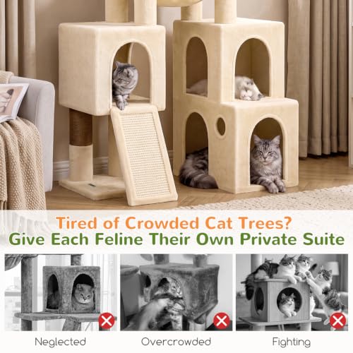 Tall Cat Tower for Indoor Adult Cats (Beige / 72 inch)