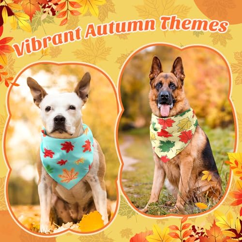 100 Pieces Thanksgiving Dog Bandanas Bulk Fall Autumn Pet Bandanas for Small Large Dogs with Maple Leaves Patterns Triangle Scarf Bib Kerchief Set Costume Accessories (Maple / 31.5 x 21.7 x 21.7")