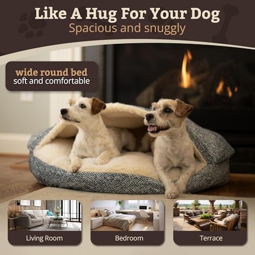 Cozy Cave Dog Bed (45.0"L x 45.0"W x 8.0"Th / Palmer Indigo)