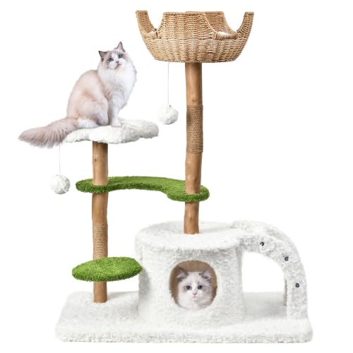 Modern Cat Tree (White&Green / 45.6'')