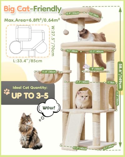 Sturdy Cat Tree (Beige / 58.7 Inches)