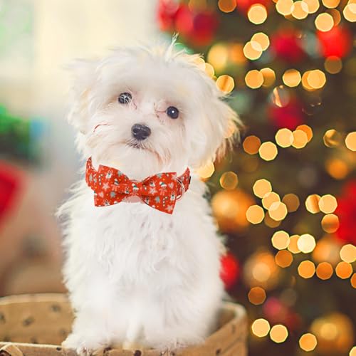 Christmas Day Dog Collar with Bow Red Gingerbred Cotton Puppy Collars for Small Medium Large Dogs (Small / Green hat gingerbread bow)
