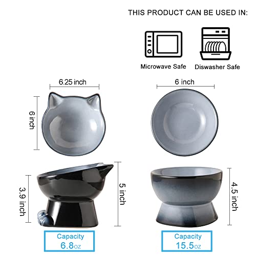 Elevated Cat Bowls (6.8 OZ+15.5 OZ / Gray)