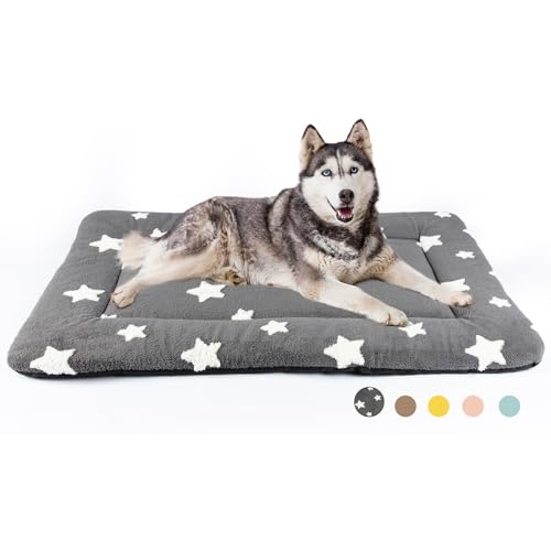 Dog Crate Pad Dog Bed for Crate Washable Flat Pet Kennel Mat Cute (48''L x 29''W x 1.5''Th / Grey)