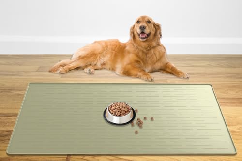 Silicone Pet Food Mats (Gray Green / 48"L x 32"W)