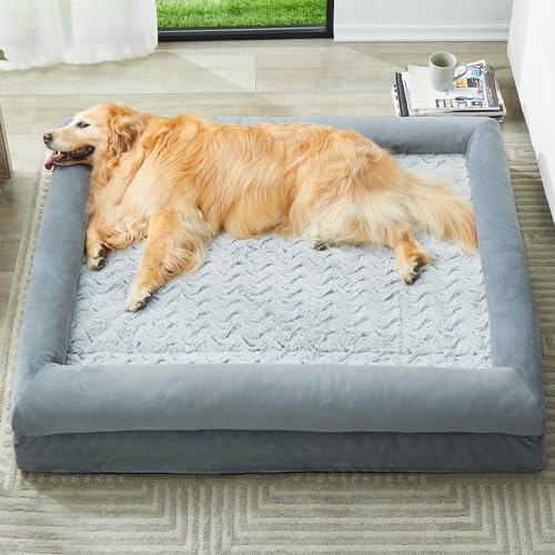 Giant Dog Bed Orthopedic for Senior Dog Bed Comfy Sleeping (Grey / XXXX-L (61x43x7.5in))