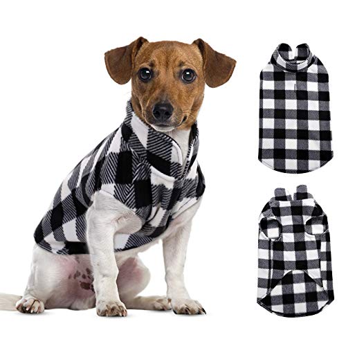 Dog Sweater Plaid Fleece Vest Puppy Shirt for Small Medium Dogs (Medium / Plaid-Black)