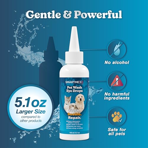 Large Pet Eye Wash 5.1 oz Gentle Eye Irritation Solution for Pets Removes Dirt (1 count)