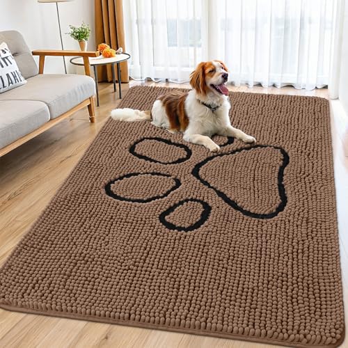 Dog Door Mat for Muddy Paws (71"X46" / Coffee and Black)