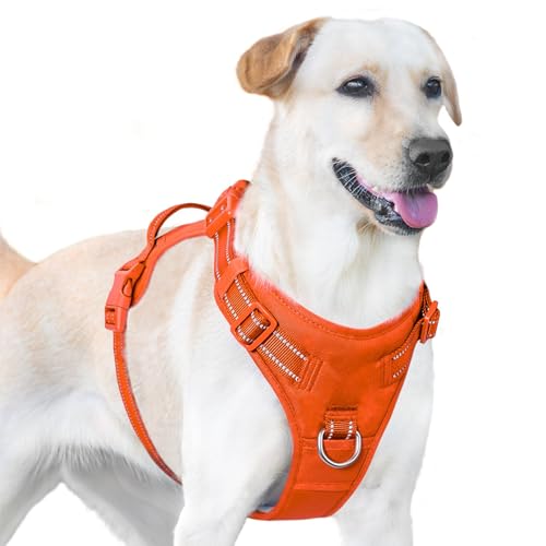 No Pull Dog Harness Front Clip Handle (Orange / M(Neck:18.5-25.6",Chest:20.9-30.7"))