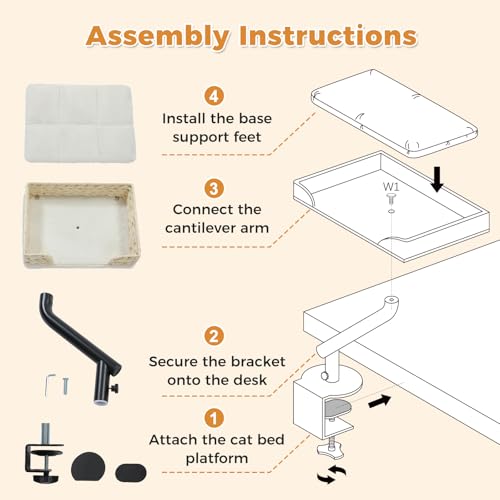 Cat Desk Bed for Indoor Cats (Beige)