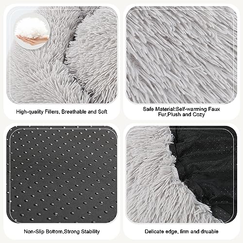 Dog Bed Cat Calming Bed (Light Grey / 36.0"L x 36.0"W x 7.0"Th)