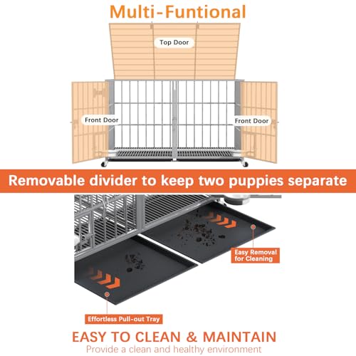 48" Heavy Duty Metal Dog Crate (48"inch for 2 Dogs / Silver)