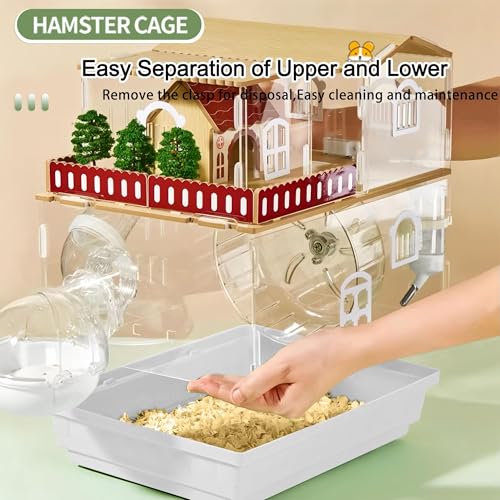 12 in 1 Clear Acrylic Hamster Cage with All Accessories (13.4"L x 10.2"W x 14.6"H / White)