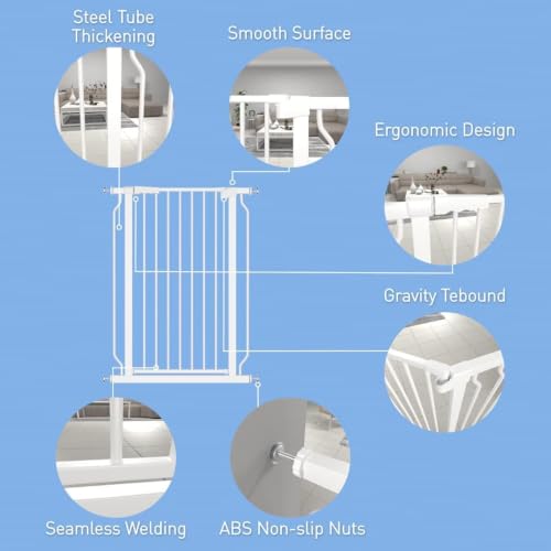 40.55" Extra Tall Baby Dog Pet Gate 29.92 (White / 29.92-63.38"/76-161cm)