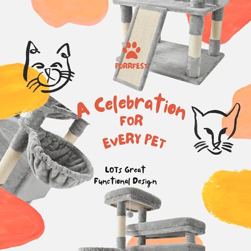 80 Inch Cat Tree (Light Grey)
