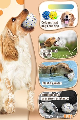 2.36'' Dog Balls for Dogs Aggressive Chewers Indestructible Tennis Durable Bouncy Interactive Dog Toy Balls for Fetch Game Floating Training (White-Medium)
