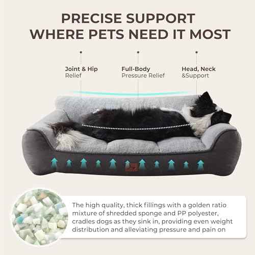 Extra Thick Orthopedic Bolster Dog Beds Large Sized Dog (Grey / 38"L x 28"W x 8.5"H)