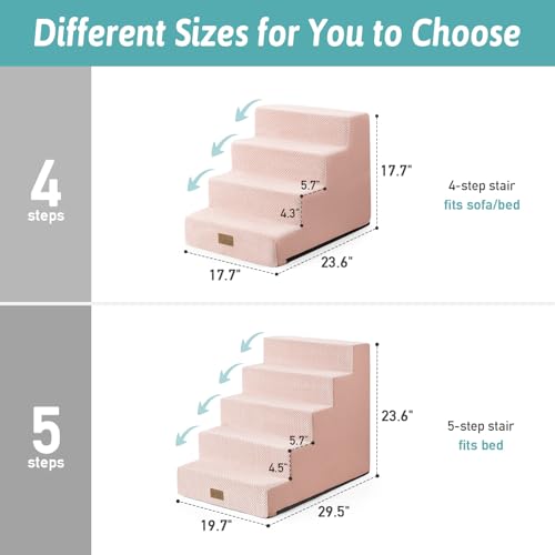 Dog Stairs for Small Dogs (Pink / 17.7x23.6x17.7 inch)