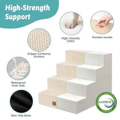 Dog Stairs for Small Dogs (Beige / 17.7x23.6x17.7 inch)