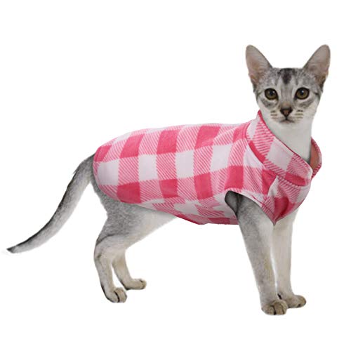 Dog Fleece Vest (Pink Plaid / XX-Small (Chest Girth: 12.2'' ))