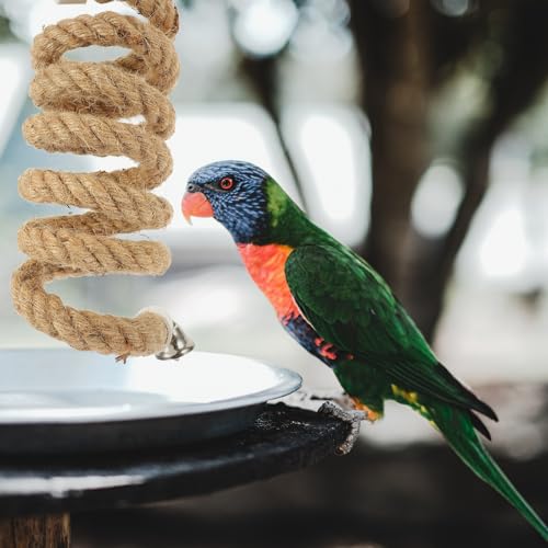 Bird Rope Perch Parrot Stand Rope Toy with Stable Clips 59.05 in Hanging Swing for Parakeets Lovebirds Cockatiels Bird Cage Accessory