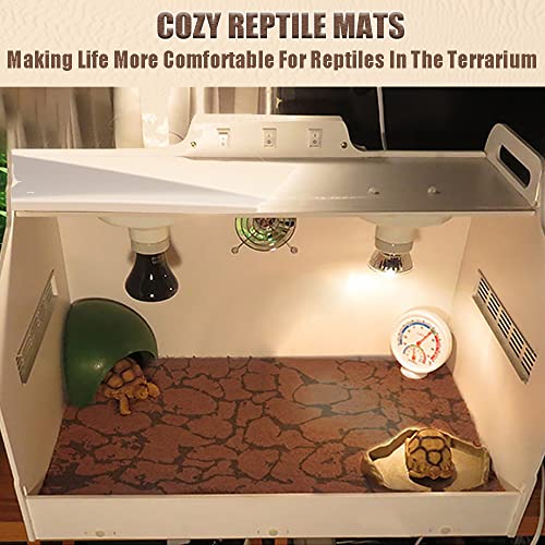 Reptile Carpet Sand Mat for Bearded Dragon Terrarium Substrate Liner Brown Leopard Gecko Tank Accessories Lizard Bedding Mats for Tortoise Turtle Snake Chameleon with Tweezers 12x20In (S:11.8"x19.7" (2Pcs))