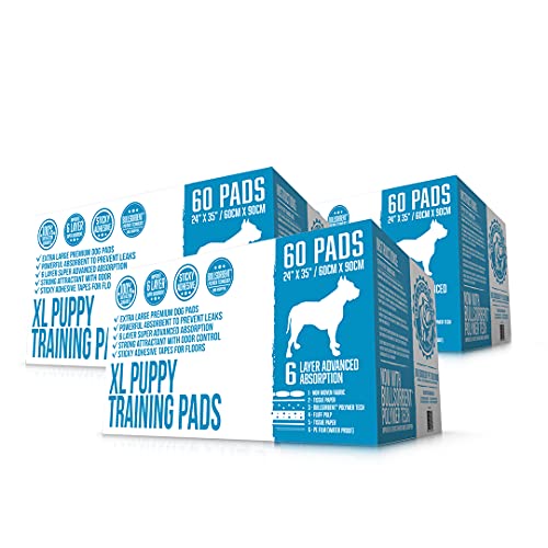 Bulldogology Puppy Pee Pads XL with Adhesive Sticky Tape (180-Count (24x35))