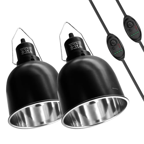 Reptile Light Fixture with Dimming Switch and Timer (5.5inch-2pcs)