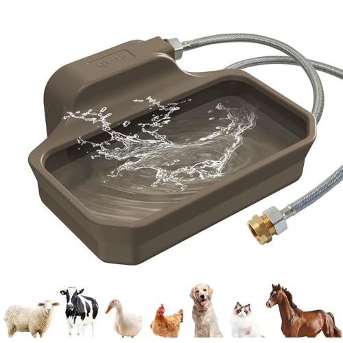 135OZ Automatic Water Dispenser for Large Dogs Patented Outdoor Dog Water Bowl Dispenser Automatic Dog Feeder Fit 3 (Brown / 135oz)