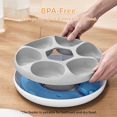 Donut Frost 6 Meal Cordless Automatic Pet Feeder with Two Ice Packs (Classic White)